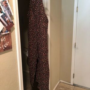 Brown/maroon deep color overalls with floral. NWT womens XL.